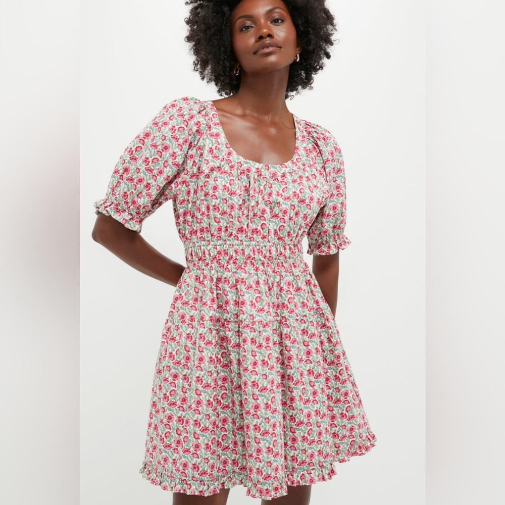 Floral Print Mini Dress in Red and White
